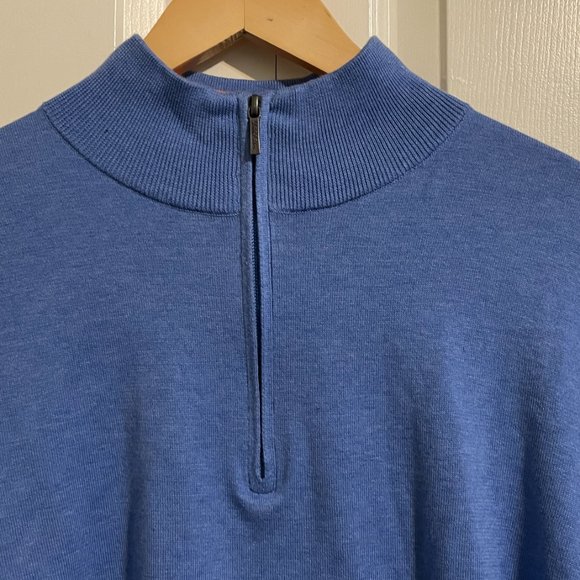 Brooks Brothers Blue Heather Quarter-Zip Medium Sweater - Picture 2 of 12